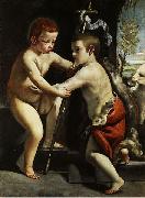 Guido Cagnacci Jesus and John the Baptist as children Sweden oil painting artist